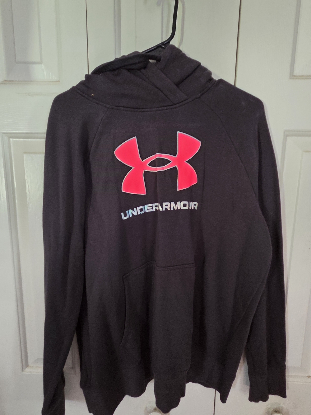 Under Armour Black Hoodie with Bright Pink Logo